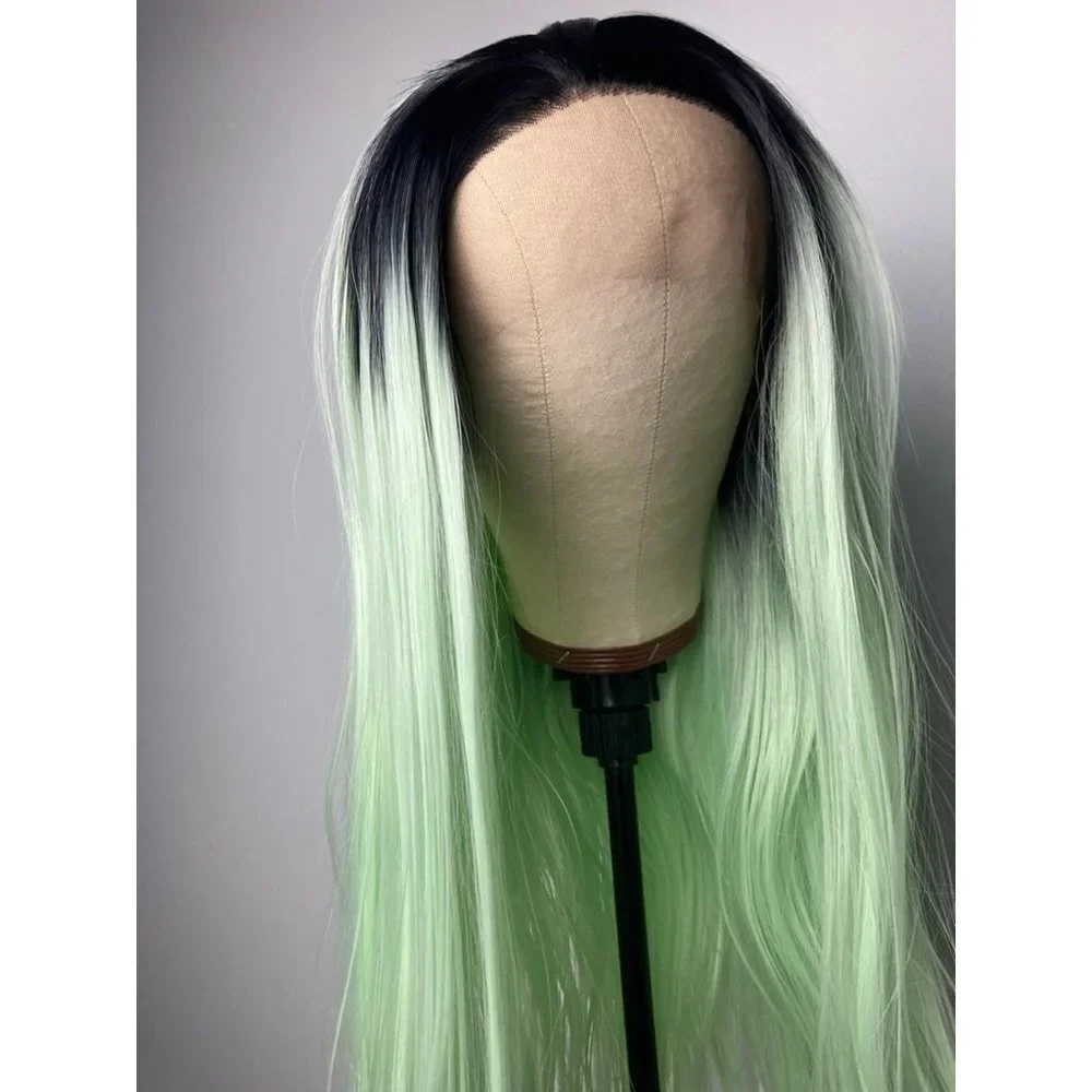 Black Rooted Green Wigs Lace Wig